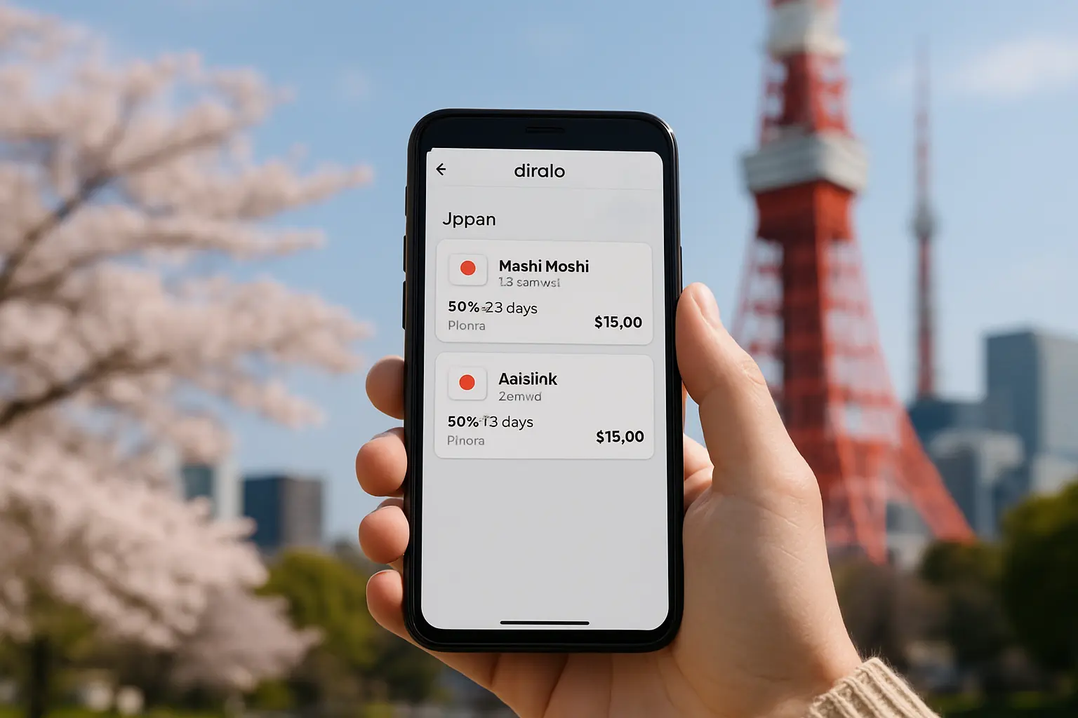 Two phone screens displaying Airalo's Japan eSIM packages side by side for comparison.